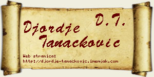 Đorđe Tanacković vizit kartica